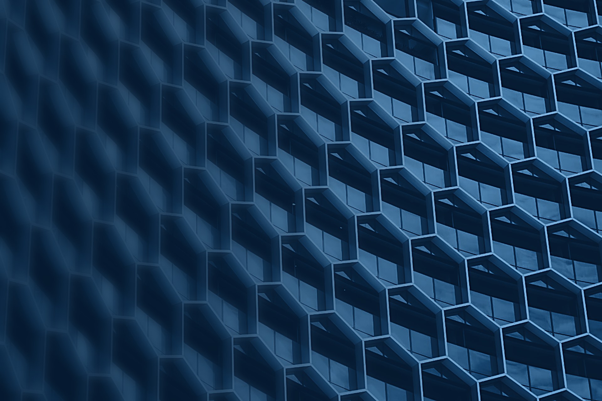 Curving honeycomb lattice of a modern building facade