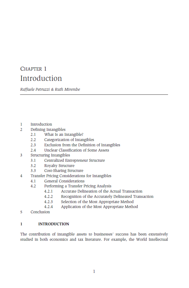 Introduction to Transfer Pricing and Intangibles