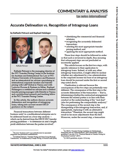 Accurate Delineation vs Recognition of Intra-group Loans
