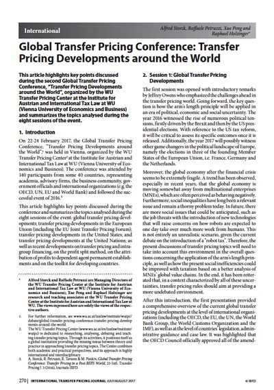 Global Transfer Pricing Conference: Transfer Pricing Developments around the World