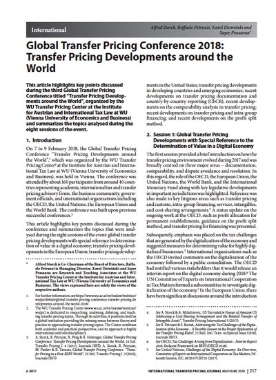 Global Transfer Pricing Conference: Transfer Pricing Developments around the World