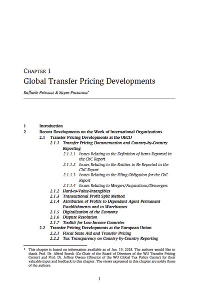 Global Transfer Pricing Developments