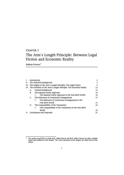 The Arm’s Length Principle: Between Legal Fiction and Economic Reality