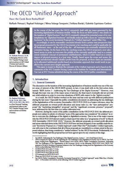 The OECD ‘Unified Approach’ – Have the cards been reshuffled?