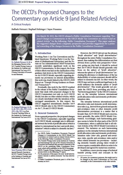 The OECD’s Proposed Changes to the Commentary on Article 9 (and Related Articles): A Critical Analysis