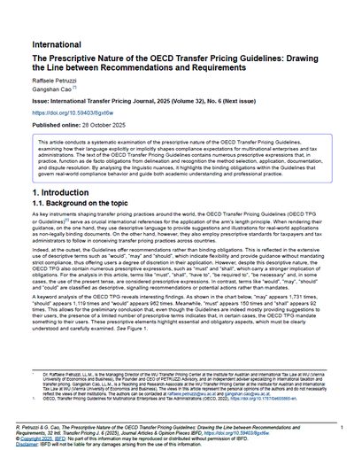 The Prescriptive Nature of the OECD Transfer Pricing Guidelines: Drawing the Line between Recommendations and Requirements