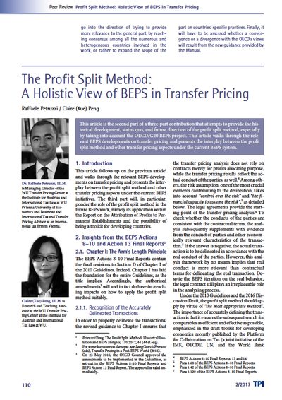 The Profit Split Method: A Holistic View of BEPS in Transfer Pricing