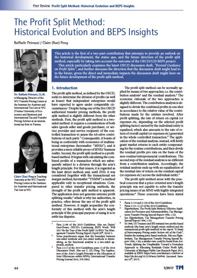 The Profit Split Method: Historical Evolution and BEPS Insights