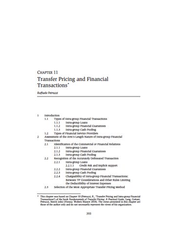 Transfer Pricing and Financial Transactions