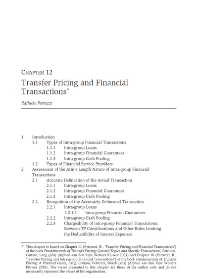 Transfer Pricing and Financial Transactions