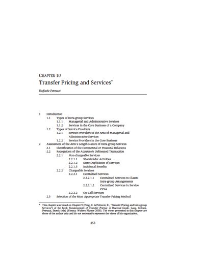 Transfer Pricing and Services