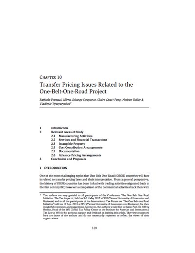Transfer Pricing Issues Related to the One-Belt-One-Road Project